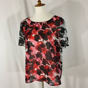 NWOT Halogen Floral Short Sleeve Top